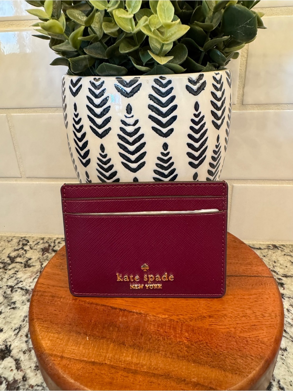 kate spade Cherry Red Saffiano Leather Card Case